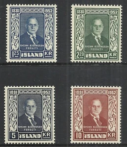 ICELAND SCOTT 274 - 277 MVLH SET - 1952 BJORNSSON ISSUE  CAT $58.75 - Picture 1 of 2