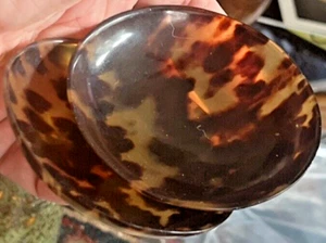 Pair Antique Faux Tortoise Shell Dresser Knick Knack 3.5" Width Ring Bowls - Picture 1 of 6