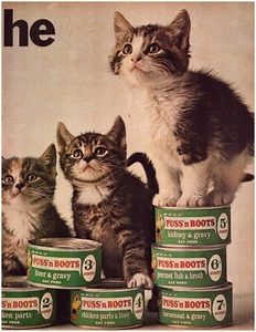 Print Ad Puss n' Boots Cat Food 1967 Kittens 2-Page 2-Piece 13.5"x10.5" Each - Picture 1 of 2