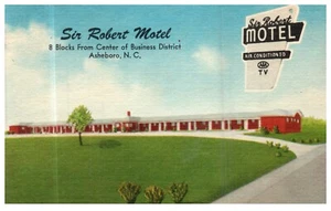 NC North Carolina Asheboro Sir Robert Motel c.1939 Vintage Postcard-Z2-251 - Picture 1 of 2