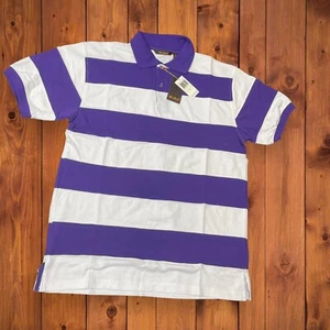 NEW PJ Mark Mens POLO Shirt Sz L Purple / White Stripes - Picture 1 of 7