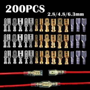 200x 2.8/4.8/6.3 Crimp Terminals Spade Connectors Male Female Wire Insulated Kit - Picture 1 of 18