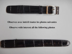 16 mm CROCODILE VÉRITABLE NOIR GROSSES ÉCAILLES OUVERT POUR ANSES FIXES SOUDÉES - Imagen 1 de 14