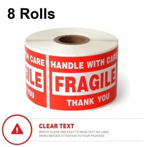 8 rollos pegatinas frágiles mango 3x5 con cuidado gracias envío etiquetas 500/rollo - Imagen 1 de 4