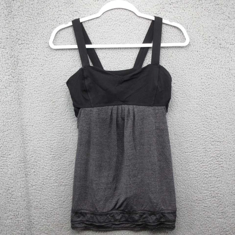 Camiseta sin mangas Lululemon Run Your Heart Out para mujer 8 negra gris sujetador incorporado Foto 1 de 4