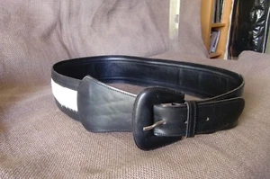 Ledergürtel schwarz Fohlen ecru Gr. 80 85 cm Made Italy Top Zustand - Bild 1 von 11