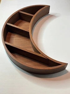 Wooden Crescent Moon Trinket 3-Tiered Shelf Floating Shelving Wall Hung Hanging - Picture 1 of 8