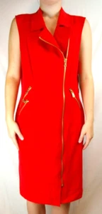 Nuevo Vestido Vaina Sharagano Elastizado Rojo Sólido Dorado Cremalleras Para Mujer Talla 12 - Imagen 1 de 18