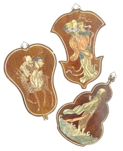 Oriental wall plaques or Gunbai with historical figures (3) 木墙牌匾 - Picture 1 of 6