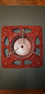 Vtg Red Cast Iron Powder Coated Live Christmas Tree Stand Cottage Farmhouse Prim - Picture 1 of 7