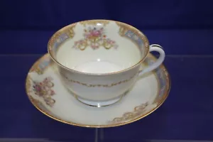 Vintage Rose China Bluelace Footed Cup and Saucer Set. EUC! Printed Backstamp. - Picture 1 of 10