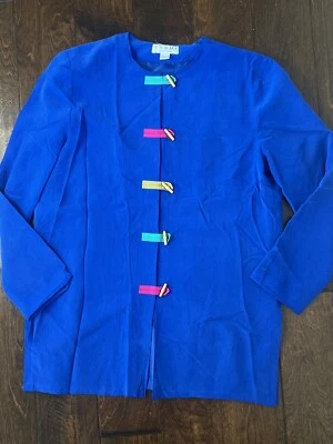 Camisa Shomi By Miller Shor para mujer azul seda 10 botones coloridos Foto 1 de 3