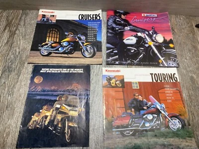 老式川崎摩托车宣传册和销售材料 4 件装巡回演出 — 第 1/4 张图片