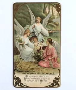 Antique Holy Card The Homage Of The Angels MHW - Bild 1 von 2