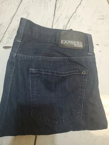 Pantalones de mezclilla para hombre Express Kingston calce recto azul talla 34x33/34 azul oscuro - Imagen 1 de 6