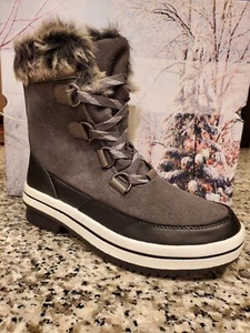 KURZE SCHWARZE WINTER WARME SCHNEESTIEFEL MIT KUNSTFELL DAMEN GR. 6 NEU   - Bild 1 von 7
