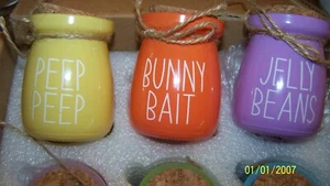 6 SMALL JARS COLORED FOR EASTER - Picture 1 of 4