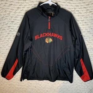 CHICAGO BLACKHAWKS NHL JACKE HERREN MEDIUM WINDBREAKER SCHWARZ ROT 1/4 REISSVERSCHLUSS PULLOVER - Bild 1 von 12