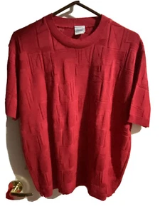 Haband Women’s Short Sleeve RED Sweater Sz XL Soft Acrylic Knit - Picture 1 of 11