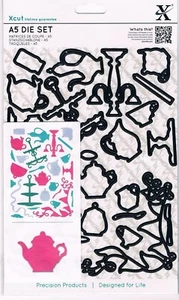 A5 Dies TEA PARTY Bunting Jug Cake Stand Tea Pot Cup Jar Use in Xcut or Similar - Picture 1 of 1