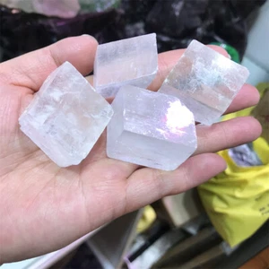 Iceland Spar Rough Transparent Decoration Stones Quartz Crystal Natural Calcitee - Picture 1 of 8