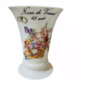 45. Jahrestag große Knospenvase weiß Blumen Porcelaine wirklich 7,5 Zoll Frankreich - Bild 1 von 10