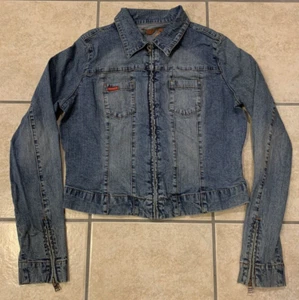 Youth Girl's XL Guess Light Wash Full Zip Blue Stretch Denim Jean Jacket - Picture 1 of 5