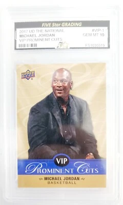 NBA 2017 Upper Deck Michael Jordan #VIP-1 Prominent Cuts "Five Star Grading" 10 Foto 1 de 2