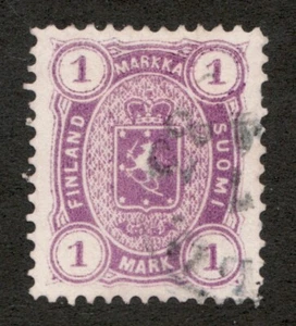 1882 Finland Sc# 30 - 1 Mark, Coat of Arms. Used postage stamp Cv$40 - Picture 1 of 1