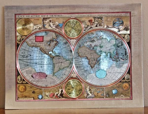 A New And Accurate Map Of The World 1626 Foil World Map Dufex Print 6.25" x 8.25 - Picture 1 of 12