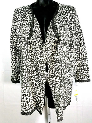 Nuevo con etiquetas Suéter Rafaella Para Mujer M Drapeado Frente Abierto Blanco con Plata Metálico Gris Foto 1 de 4