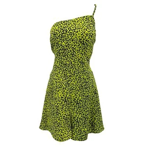 ASOS Neon Animal Print Romper Womens size 12 Green Black Strappy Lightweight - Picture 1 of 6