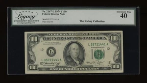 DBR 1974 $100 FRN San Francisco Fr. 2167-L Legacy XF-40 Serial L35721441A - Picture 1 of 2