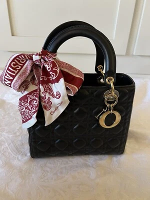 Dior Lady Dior Shoulder Bag Medium Black And Gold Charms - Image 1 of 4