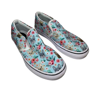 Groove Bags Women’s Size 9 Casual Shoes Dog Themed Canvas Slip-on Flats Blue - Picture 1 of 10