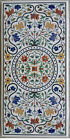 18''X36'' White Marble Table Top Coffee Center Pietra Dura Inlay Antique H1