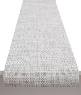 Chilewich V3108 Silver White 14"x72" Basketweave Runner - Image 1 of 3