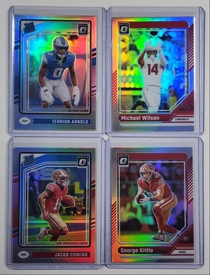 [4] TERRION ARNOLD JACOB COWING 2024 DONRUSS OPTIC RATED ROOKIE HOLO Q4860 - Image 1 of 2