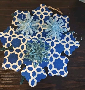 Lot Of 5 Blue Snowflakes, Christmas, Winter Decor - Picture 1 of 4