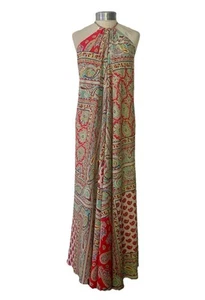 Zara Multi Coloured Paisley Print Maxi Dress Halter Neck Low Back M UK 12-14-16 - Picture 1 of 19