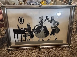 Art Deco Serviertablett französisches Empire Silhouette umgekehrt bemalt - Bild 1 von 9