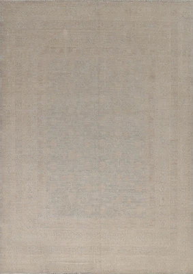 Handmade Transitional Muted Oushak Turkish Rug 8x10 Ft Vegetable Dye Wool Rug - Image 1 of 4