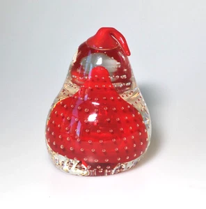 STUNNING Art Glass Pear red teardrop Bullicante Bubbles Paperweight heavy X - Picture 1 of 14