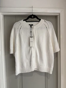 ME+EM Gruesa Algodón Tejido con Botones Camiseta Algodón Tejido Blanco XL UK 16 - Imagen 1 de 9