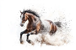Canvas Art Galloping Brown And White Horse Wall Picture Poster Print - Picture 1 of 22