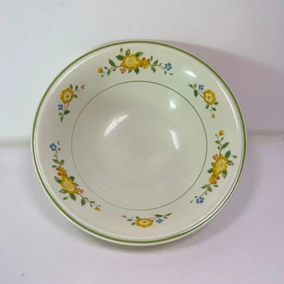 Cuenco de cereales Noritake Versatone linaje amarillo floral borde verde Japón B306W12 Foto 1 de 4