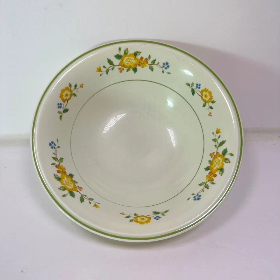 Cuenco de cereales Noritake Versatone linaje amarillo floral borde verde Japón B306W12 Foto 1 de 4