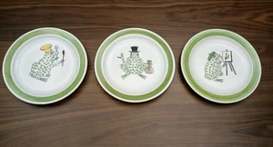3 RAR! Vintage Schmid grüner Frosch Künstler/Banker/Koch Deko Teller Italien - Bild 1 von 7