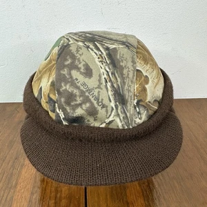 Vintage Advantage Camo Brimmed Beanie Hunting Hat Cap Thinsulate Earflaps OSFM - Picture 1 of 8