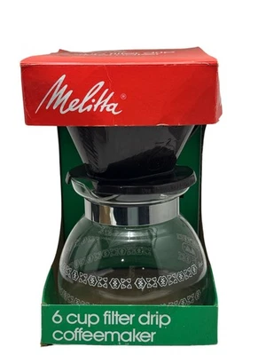 De colección Melitta Verter Sobre Cafetera Filtro Goteo 6 Tazas Vidrio Artesanal NUEVO 1982 Foto 1 de 4